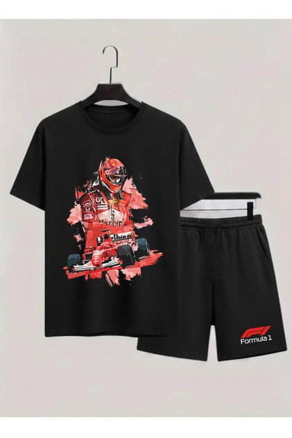 Michael Schumacher Printed 100% Cotton Crewneck Children's T-Shirt-Shorts F1 Dual Set