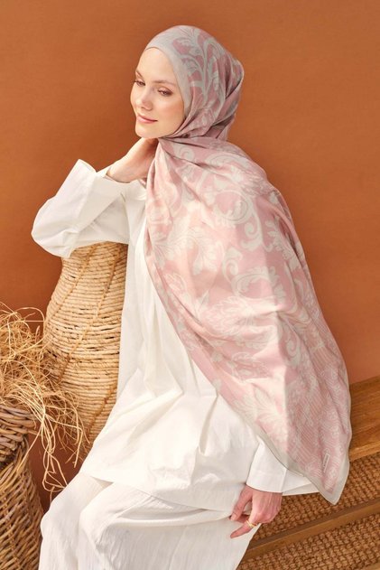Riva Shawl Tencel Floral Pink