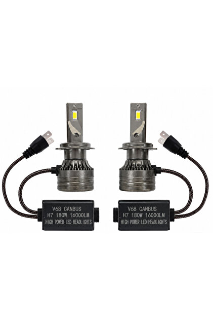 Set de 2 becuri LED H7 V68 180W 16000LM Canbus 6000K 12V Alb Rece