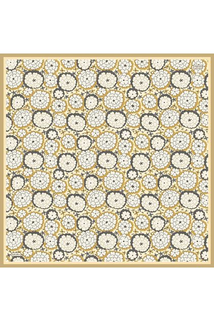 Yellow Daisy Pattern Sura Silk Scarf