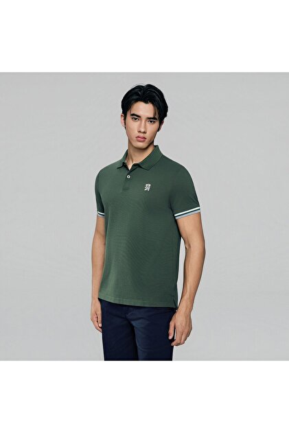 Men’s Cotton Slim Performance Polo with Small Lion Embroidery