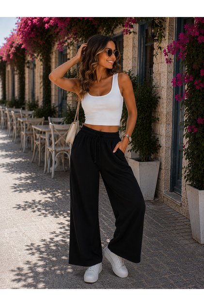 Comfort That Goes with Every Combination – Women's High-Waisted Lace-Up Wide-Leg Summer Denim Pants with Elastic Waist