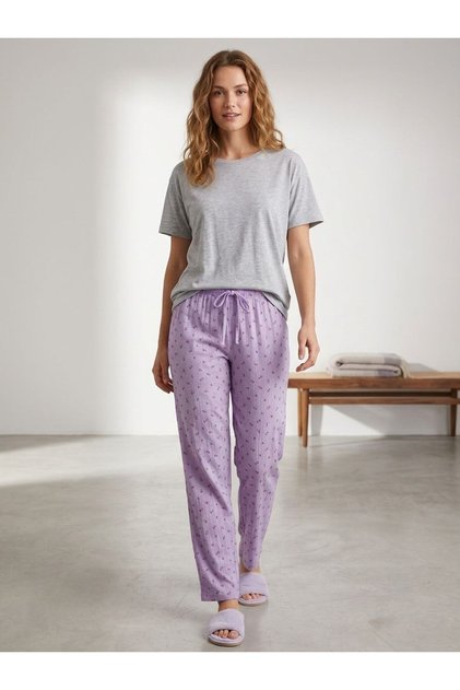 Women's Cotton-Polyester Tie-Detail Pajama Bottoms