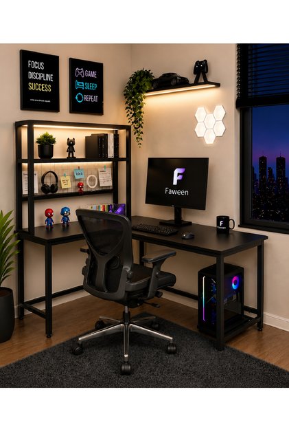 Pro 160 cm Oyuncu Masası, Bilgisayar Masası, Gamer Masası, Çalışma Masası, LED'li, Metal Ayaklı, Siyah