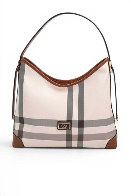 Cream - Tan Plaid Women's Shoulder Bag Sp1285