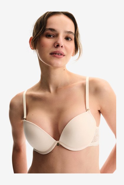 Women Wow Essetials Cream/Pink Strapless Wired Padded Bra