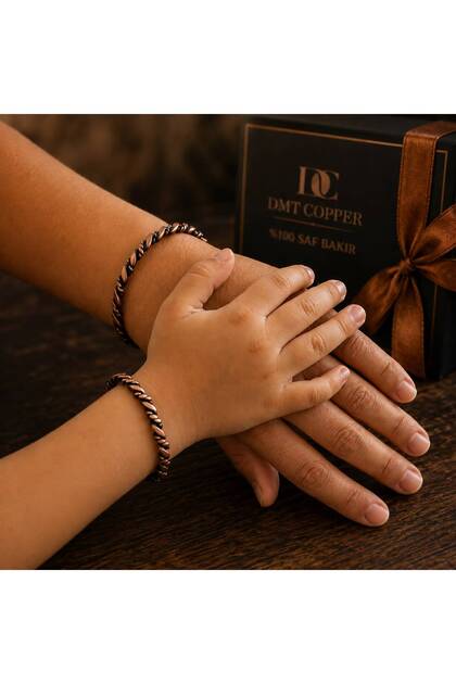 Copper Handmade Stylish Design Thick Hammered Pure Copper Bracelet Copper Jewelry Mother-Daughter Bracelet