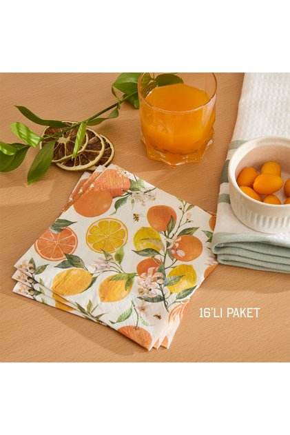 Portakal Limon Baskılı Kağıt Peçete 16 Adet 33*33 cm