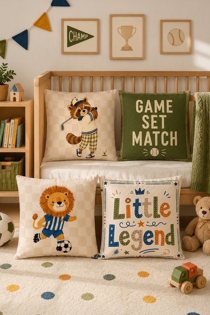Sports Animals Patterned 4-Piece Children's and Baby Pillowcase Set