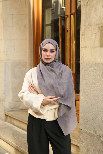 Jacquard Ethnic Pattern Vellure Shawl - Smoked Pattern 1