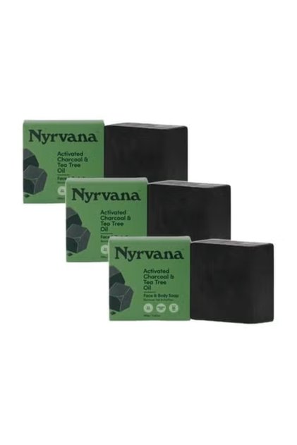 Activated Charcoal & Tea Tree Oil Soap Pack of 3 x 100g, Natural Deep Cleansing Face & Body Wash Bar for Acne Control, Tan Removal & Oily Blemish-Prone Skin, Skincare Men Women UAE