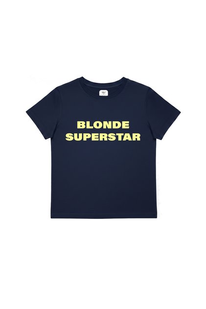 Kadın Blonde Superstar Yazılı Baskılı Baby Tee Crop Top