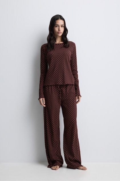 Baskılı uzun pijama takımı