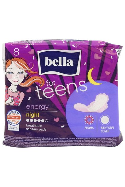 Sanitary pads, Bella, 8 pcs For Teens Energy Night
