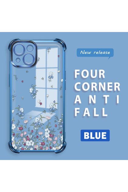iPhone 13 Compatible Transparent Back Panel Four-Corner Reinforced Impact Protection Glossy Edge Silicone Case