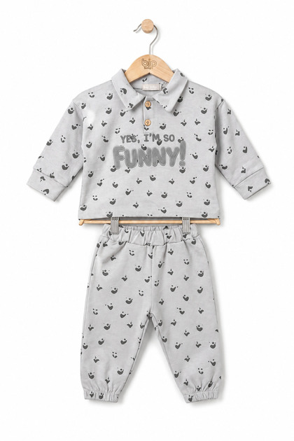 Funny Embroidered Double Set for Baby and Child with Elastic Waistband