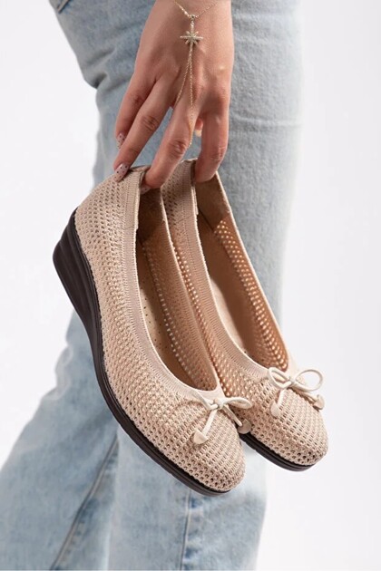 Breathable Knitwear Comfort Women's Wedge Heeled Shoes 7393