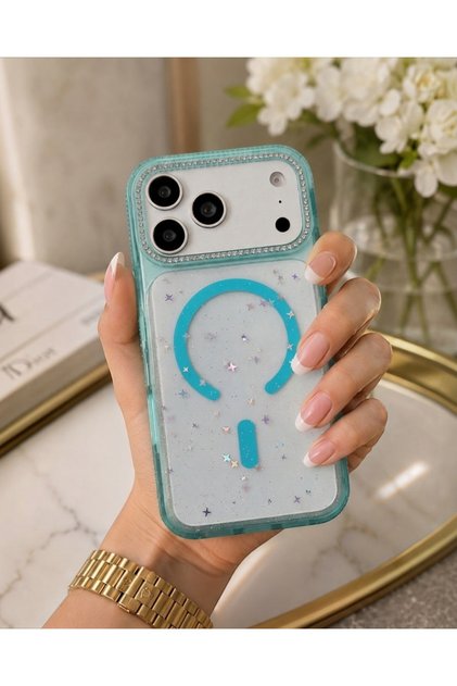 iPhone 17 Pro Max Compatible Shiny Stone Glitter Star Detailed Magsafe Supported Case