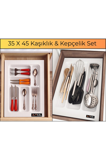 35X45 Cm. White Spoon and Ladle Set of 2 (Can Be Cut up to 32X41 cm)