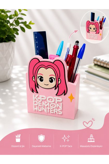 Kpop Demon Hunters Pen Holder – 3D Printed Desktop Pen Organizer | Decorative Office and Study Desk Organizer