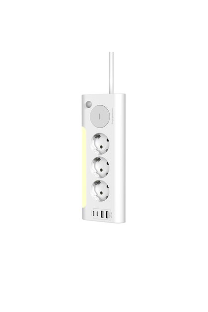 PRZ06 3 Soketli 2 USB 2 TYPE-C PD20 2M 306 Joule Tam Bakır Kablolu Beyaz Akım Korumalı Priz