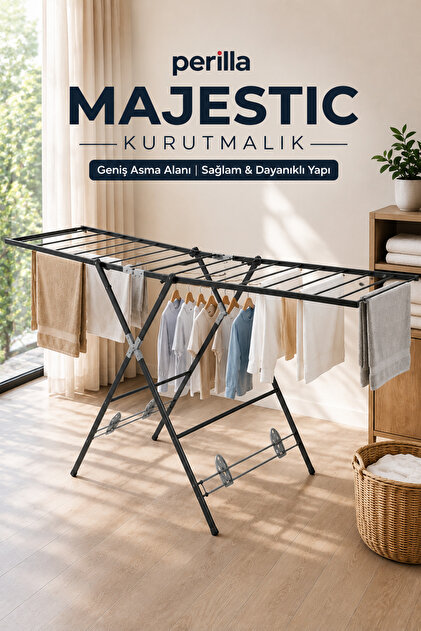 Perilla Majestic Tek Katlı 2 Kanatlı Çamaşır Kurutmalığı Katlanabilir Dayanıklı Yer Tasarruflu
