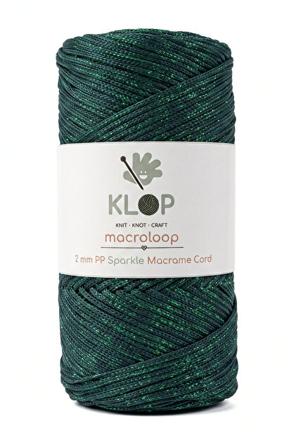 2 Mm Simli Polyester Macrame İpi 200 Gr - 190 M Polyester Makrome Supla Ip ve Çanta İpliği Yeşil