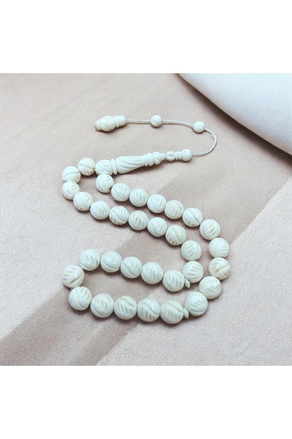 Premium Carving Art Natural Camel Bone Sphere Cut System Tassel Rosary10X10 mm