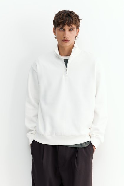 Fermuarlı dik yaka sweatshirt