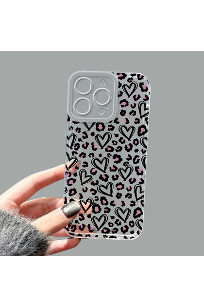 iPhone 15 Pro Max Compatible Camera Protected Anti-Shock Aesthetic Print Patterned Transparent Silicone Case