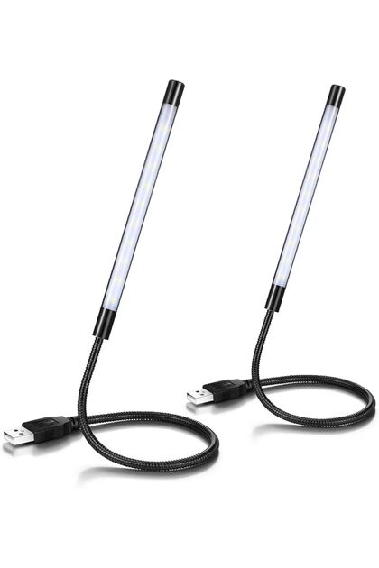 قطعتان من مصابيح LED USB مرنة للوحة مفاتيح الكمبيوتر المحمول، إضاءة مرنة قابلة للثني