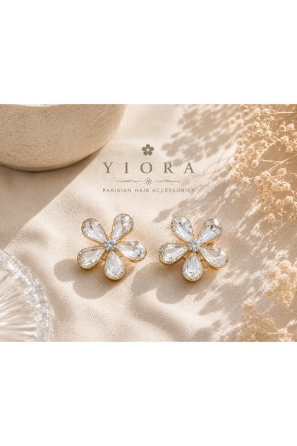 Elegance Series Crystal Stone Flower Clasp Buckle 2cm