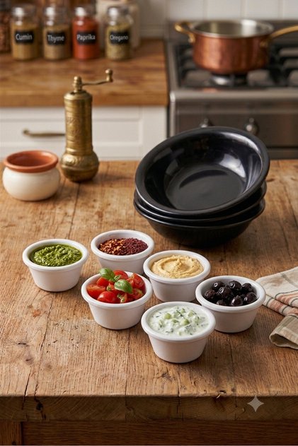 6 Unbreakable Melamine Small Round Sauce Bowls 5 cm