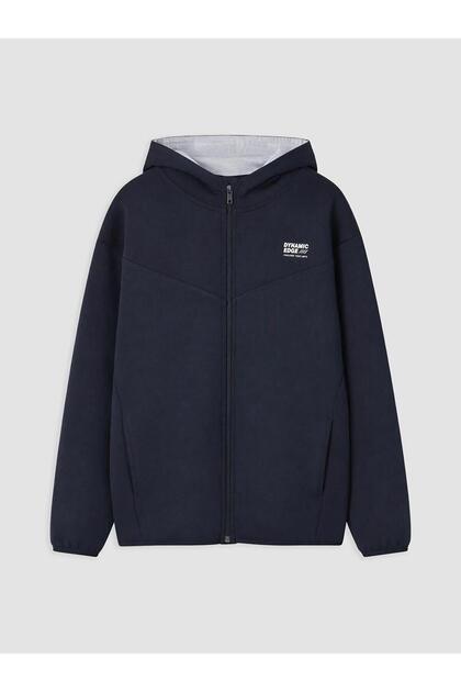 Kapüşonlu Baskılı Erkek Çocuk Fermuarlı Sweatshirt (W6)