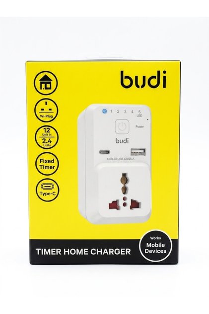 Budi Smart Timer Home Charger (USB-C & USB-A) Protect your battery.