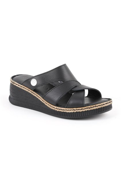 Women's Slippers Daily Genuine Leather Cross-Strapped Anatomical Padded Sole 26Y-1375