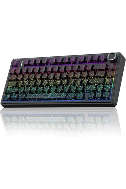 لوحة مفاتيح ميكانيكية لاسلكية F75، لوحة مفاتيح كريمية اللون مع إضاءة خلفية RGB قابلة للتبديل السريع، 81 مفتاحًا بنسبة 75%
