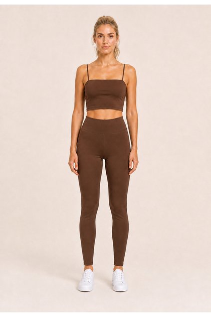 Women's Sportswear Top and Bottom Set – High-Waisted Leggings and Crop Tank Fitness Set