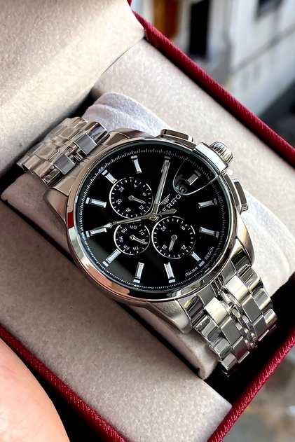 Men's wristwatch steel band 2 years warranty waterproof boxed