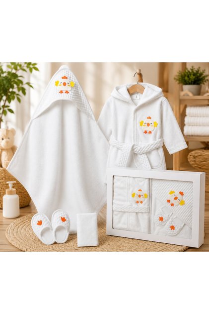 0-1 Year Old 4 Piece 100% Cotton Premium Baby Bath Set – Boxed Newborn Gift Set