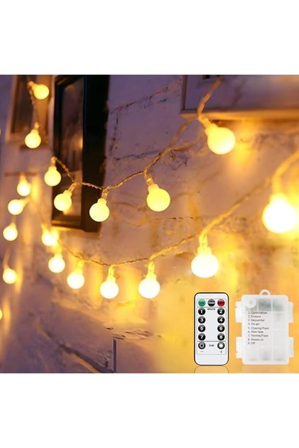 Angelia's 80 Led Spherical Light String, Battery-Powered and Remote-Controlled, Is Resistant To...