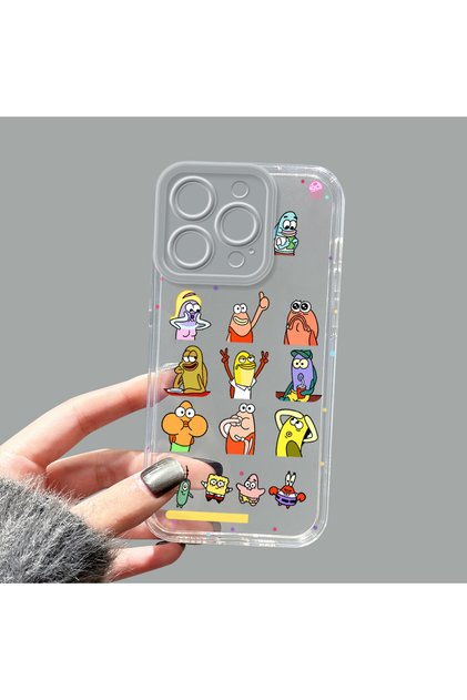 iPhone 16 Pro Compatible Camera Protected Anti-Shock Aesthetic Print Patterned Transparent Silicone Case