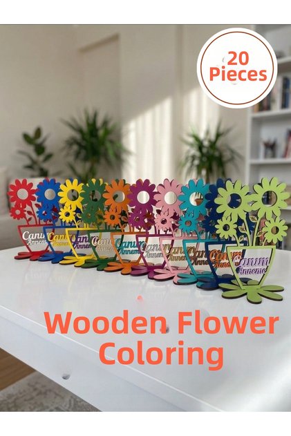 Wooden Vase Flower Painting for Kids Mother's Day Gift Nursery Kindergarten Primary School Activity