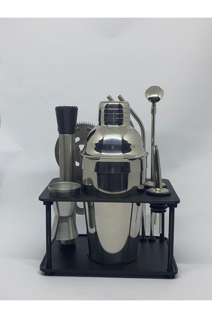 10 Parça Süper Avantajlı Paket Pipetli Kokteyl Seti 750 ml Shaker ( Stand Hediyeli )