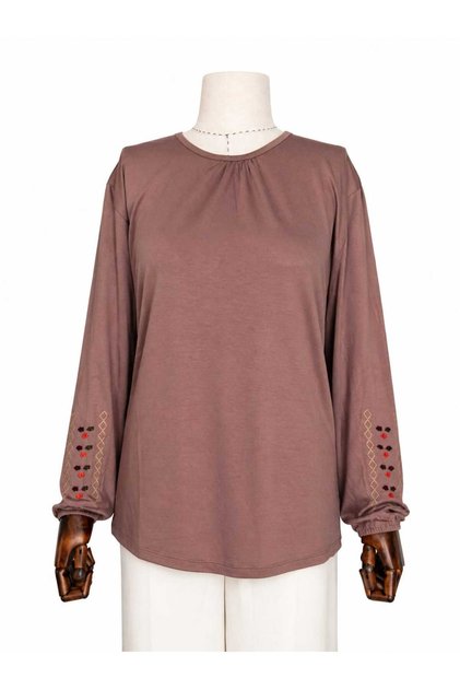 Women's Lycra Combed Cotton Blouse for Middle Age and Above, Four Seasons, New Season, Embroidered Sleeves