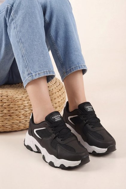 Sneakers ortopedici pentru femei, alb-negru