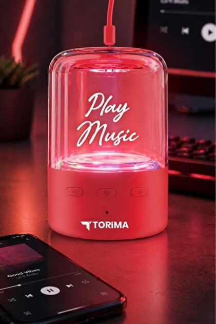 Torima Bluetooth Hoparlör Rgb Işıklı Kablosuz Hoparlör D73 Kırmızı
