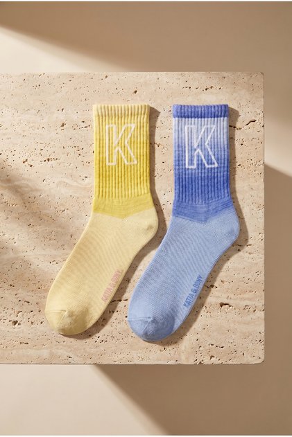 Women's Letter Patterned Color Transitional 2-Piece Socks