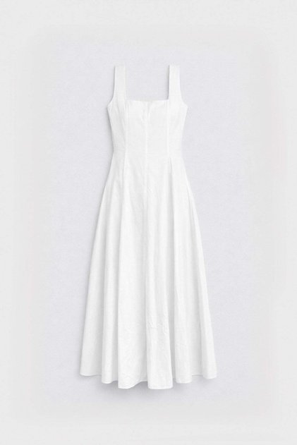 White Strappy Poplin Women's Dress