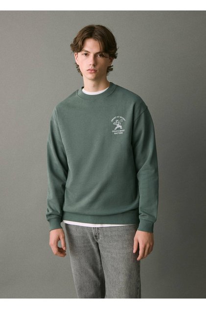Desenli pamuklu sweatshirt